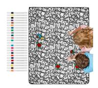 DIY Coloring Blanket With 24 Color Markers - Large 150x115cm Washable Throw | Creative Painting Activity For Family Kids Adults | Home Decor Travel Car Couch
