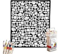 DIY Coloring Blanket with 24 Markers, Colour in Blanket for Adults, Creative Personalized Cozy Soft Fleece, Colouring Blankets for Personalized Home Decor, Holiday Gift, Black_D