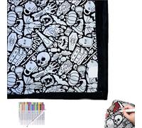 DIY Coloring Blanket with 25Pens, Coloring Blankets for Adults, Color Your Own Blankets, 50"x60" Fuzzy Velvet Washable Coloring Blanket for Adults & Kids, Arts & Crafts Bedroom Decor Gift(F)