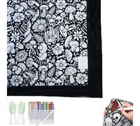 DIY Coloring Blanket with Makers, 50x60 Inch Creative Art Custom Dyed Fabric Blanket with Colored Pens Personalized Cozy Home Decor, Color Your Own Fuzzy Velvet Washable