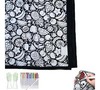 DIY Coloring Blanket with Makers, 50x60 Inch Creative Art Custom Dyed Fabric Blanket with Colored Pens Personalized Cozy Home Decor, Color Your Own Fuzzy Velvet Washable