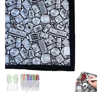 DIY Coloring Blanket with Makers, 50x60 Inch Creative Art Custom Dyed Fabric Blanket with Colored Pens Personalized Cozy Home Decor, Color Your Own Fuzzy Velvet Washable