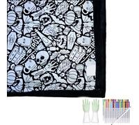 DIY Coloring Blanket with Makers, 50x60 Inch Creative Art Custom Dyed Fabric Blanket with Colored Pens Personalized Cozy Home Decor, Color Your Own Fuzzy Velvet Washable