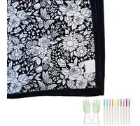 DIY Coloring Blanket with Makers, 50x60 Inch Creative Art Custom Dyed Fabric Blanket with Colored Pens Personalized Cozy Home Decor, Color Your Own Fuzzy Velvet Washable