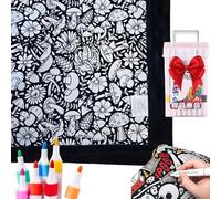 DIY Coloring Blanket with Markers,150x120cm Large Washable Fleece Throw, Creative Colour Your Own Blanket Set, Creative Personalized Cozy Soft Fleece Personalized Home Decor Ideal (Mushroom) (A)