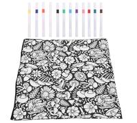 DIY Coloring Blanket with Markers, Coloring Blankets for Adults and Kids, Easy Cleaning Creative Interesting Coloring Own Plush Blanket for Home Bedroom Living Room (Black and white mushrooms)