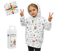 DIY Coloring Hoodie with 24 Colors Permanent Markers Clothes Drawing Art Project Color Your Own Wearable Craft Kit DIY Soft Hand Draw Blanket Hoodie for Kids Adults(4-7 ages)