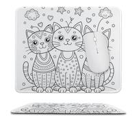 DIY Coloring Mouse Pad - Boho Cat Friends, Customizable Creative Mouse Mat, Ideal for Office, Gaming & Art Lovers