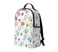 DIY Coloring Schoolbag with 24 Colors Markers, Color Flower Schoolbag for Kids, Washable Diys Colorings Floral Print Double Shoulder Sports, Large Capacity Colouring DIY School Rucksack，Figure-3