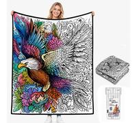 DIY Colouring Blanket for Adults with 24 Colors Markers, Colour Your Own Throw Blankets, Washable Diy Coloring Blanket, Painted Fuzzy Velvet Creative Color in Blankets Gifts for Family 50"x 60"