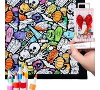 DIY Colouring Blanket with 24 Fabric Markers, 150x125cm Large Washable Fleece Throw, Creative Colour Your Own Blanket Set, Complete Personalised Art Project Gift, Soft Cozy Doodle Bedspread (Type A)