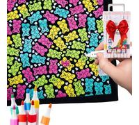 DIY Colouring Blanket with 24 Fabric Markers, 150x125cm Large Washable Fleece Throw, Creative Colour Your Own Blanket Set, Complete Personalised Art Project Gift, Soft Cozy Doodle Bedspread (Type A)