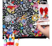 DIY Colouring Blanket with 24 Fabric Markers, 150x125cm Large Washable Fleece Throw, Creative Colour Your Own Blanket Set, Complete Personalised Art Project Gift, Soft Cozy Doodle Bedspread (Type A)