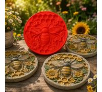 DIY Concrete Paver Mold, Reusable Sunflower Garden Path Maker | 300mm round flower-shaped mold for crafting sunflower stepping stones. Durable and reusable for multiple projects.