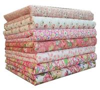 DIY Cotton Craft Fabric Bundle Patchwork, Quilting Sewing Patchwork Beautiful Pattern Cloths with Soft Tape Measure Scrapbooking (Pink, 50 * 50cm)