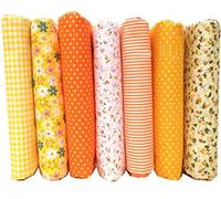 DIY Cotton Craft Fabric Bundle Patchwork, Quilting Sewing Patchwork Beautiful Pattern Cloths with Soft Tape Measure Scrapbooking (Orange Yellow, 50 * 50cm)