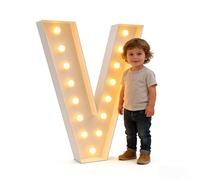DIY Create Words Alphabet Lamp For Birthday Party Wedding Anniversary Home,Letter Backdrop Decoration LED Light, 2.3/3.3/4ft Marquee Cardboard(V,70cm/2.3ft)