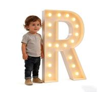 DIY Create Words Alphabet Lamp For Birthday Party Wedding Anniversary Home,Letter Backdrop Decoration LED Light, 2.3/3.3/4ft Marquee Cardboard(R,120cm/4ft)