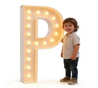 DIY Create Words Alphabet Lamp For Birthday Party Wedding Anniversary Home,Letter Backdrop Decoration LED Light, 2.3/3.3/4ft Marquee Cardboard(P,70cm/2.3ft)