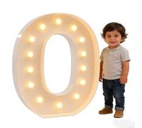 DIY Create Words Alphabet Lamp For Birthday Party Wedding Anniversary Home,Letter Backdrop Decoration LED Light, 2.3/3.3/4ft Marquee Cardboard(O,120cm/4ft)