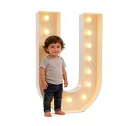 DIY Create Words Alphabet Lamp For Birthday Party Wedding Anniversary Home,Letter Backdrop Decoration LED Light, 2.3/3.3/4ft Marquee Cardboard(U,70cm/2.3ft)