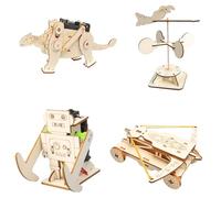 DIY Creative Handmade Technology Toys, Mini Electric DC Motor Kit for DIY Science Projects, AA Battery Holder, Plastic Gears, for Boys and Girls (Set 4)