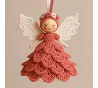DIY Crochet Angel Kit for Beginners, Complete Yarn Craft | Set with Pink and White Wool, Ergonomic Hook and Stuffing, Handmade Christmas Tree Ornaments, Festive Holiday Decor and
