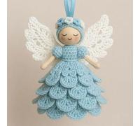 DIY Crochet Angel Kit for Beginners, Complete Yarn Craft | Set with Pink and White Wool, Ergonomic Hook and Stuffing, Handmade Christmas Tree Ornaments, Festive Holiday Decor and