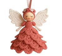 DIY Crochet Angel Ornament Kit, Christmas Tree Decoration,Create Your Own Hanging Ornaments for Beginners, Warm Home Party Decor Embellishments(Red)
