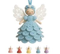 DIY Crochet Angel Ornament Kit,Crochet Craft Kit with Yarn for Beginners,Cro-chet Doll Hanging Ornament,Warm Home Party Decor Embellishments,Easy Starter Cro-chet Ki-t (Blue)