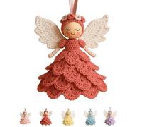 DIY Crochet Angel Ornament Kit,Crochet Craft Kit with Yarn for Beginners,Cro-chet Doll Hanging Ornament,Warm Home Party Decor Embellishments,Easy Starter Cro-chet Ki-t (red)