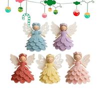 DIY Crochet Angel Ornament Kit,Handmade Yarn Craft Set for Beginners,Cute Doll Christmas Ornament for Tree,Home Party Decor Embellishments (Pink+Blue+Yellow+Purple+Red)