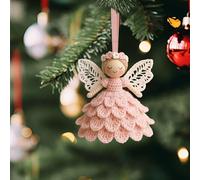 DIY Crochet Angel Ornament Set, Angel Doll Crochet Hook Set for Beginners, Christmas Tree Decorations, Crochet Doll Hanging (Pink)