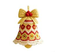 DIY Crochet Christmas Bell Ornament Craft Set with Knitting Wool for Beginners to Create Personalised Holiday Decorations, Colorful Hand-Knitted Bells for Festive Home Display(Yellow)