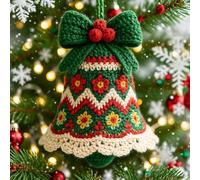 DIY Crochet Christmas Bell Ornament Kit, Complete Beginner Craft Kit with Yarn & Instructions, Handmade Holiday Tree Decor, Festive Gift Making Supplies for Christmas Crafting(#A)