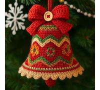 DIY Crochet Christmas Bell Ornament Kit, Hand-Knitted Christmas Bell Decoration, Complete Beginner Christmas Craft Kits, for Crafts Lovers Xmas Gift Crochet Kit (Red)