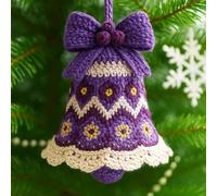 DIY Crochet Christmas Bell Ornament Kit, Hand-Knitted Christmas Bell Decoration, Complete Beginner Christmas Craft Kits, for Crafts Lovers Xmas Gift Crochet Kit (Purple)