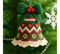 DIY Crochet Christmas Bell Ornament Kit, Hand-Knitted Christmas Bell Decoration, Complete Beginner Craft Kit with Yarn & Instructions, Festive Gift Making Supplies for Christmas Crafting
