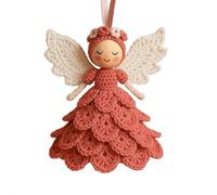 DIY Crochet Christmas Tree Kit - Cotton Yarn Craft Set with Hook & Stuffing, Easy-to-Follow Instructions for Beginners, Make A Festive 3D Angel Ornament (Red)