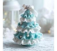 DIY Crochet Christmas Tree Kit,Handcraft Holiday Decoration Set Beginner Crochet Christmas Kit,Tree Bow Pearl Embellishment,Holiday Party Decors,Crochets Set for Beginners Crochets Lovers