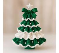 DIY Crochet Christmas Tree Kit Handmade Holiday Decoration Set, Beginner Christmas Kit, Tree Bow Pearl Embellishment, Christmas Party Crochet Decorations, Starter Kit, Gift for Friends and Family