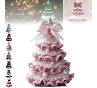 DIY Crochet Christmas Tree Kit - Handmade Holiday Decoration Set, Christmas Tree Crochet Kit, Detailed Instructions, Simple and Easy to Learn, and Easy for Beginners to Master (Pink)