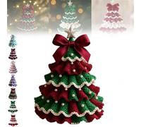 DIY Crochet Christmas Tree Kit - Handmade Holiday Decoration Set, Christmas Tree Crochet Kit, Detailed Instructions, Simple and Easy to Learn, and Easy for Beginners to Master (Red*Green)