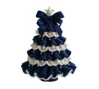 DIY Crochet Christmas Tree Kit - Handmade Holiday Decoration Set, Christmas Tree Crochet Kit, Holiday Crochet Set with Christmas Beads and Decorations for Beginners Crochet Gift (Blue & White)