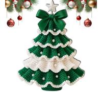 DIY Crochet Christmas Tree Kit - Handmade Holiday Decoration Set, Crochet Xmas Tree Kits with Bow & Pearl Embellishments for Beginners (Green)