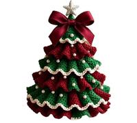 DIY Crochet Christmas Tree Kit - Handmade Holiday Decoration Set,Tree Bow Pearl Embellishment,Beginner Christmas Kit,Christmas Party Crochet Decorations,Holiday Ornament Decor (Red&Green)