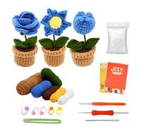 DIY Crochet Flowers Kit with Video Tutorials Designed for Beginners and All Essential Tools (Blue flowers)