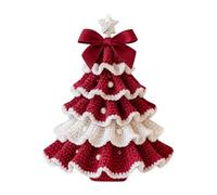 DIY Crochet Kit Handmade Holiday Craft Bow Pearl Ornament Project for Beginners Christmas Tree Decoration Desktop Display (C, 9cm)