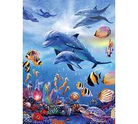 DIY Cross Stitch Needlework Kits for Adults Dolphins and Turtles 11CT Stamped Cross-Stitching Supplies Kits Printed Pattern Fabric Embroidery Needlepoint Crafts 16x20 inch