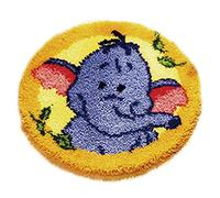 DIY Cushion Carpet Floor Mat Rug Latch Hook Kits Sofa Seat Cover Hand Craft Cartoon Round Crocheting Baby Kids Gift 19x19 Inch (Round-04)